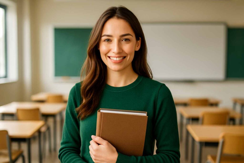 Profesora en una calse en irlanda