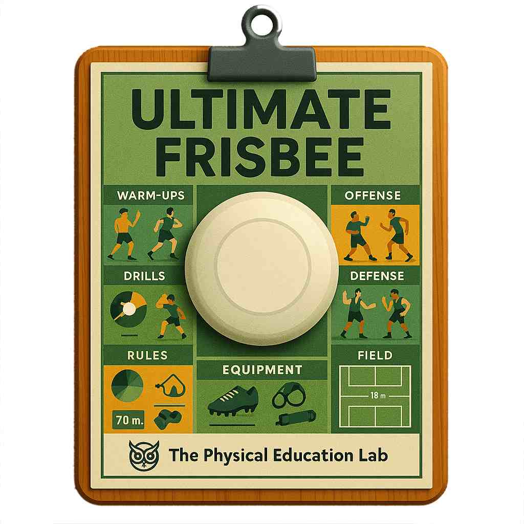 Clase de ultimate frisbee en PDF para iniciación, educación física, entrenamientos competitivos.