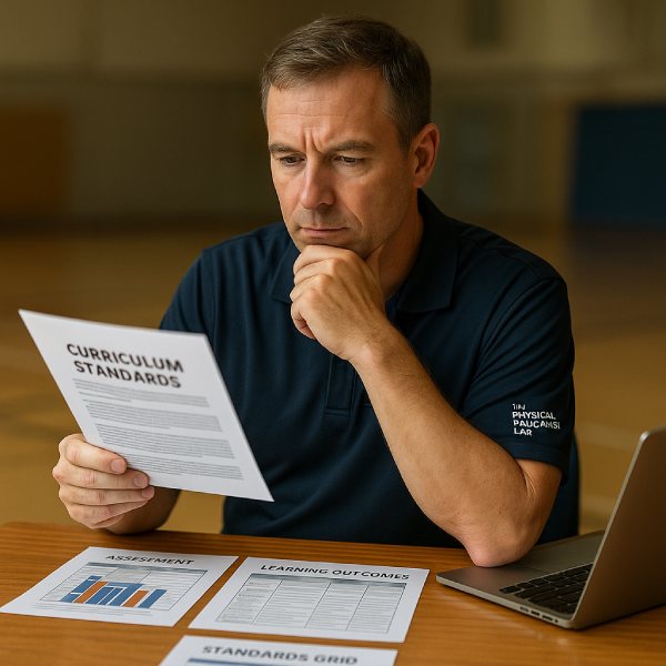 PE teacher using pe online resources